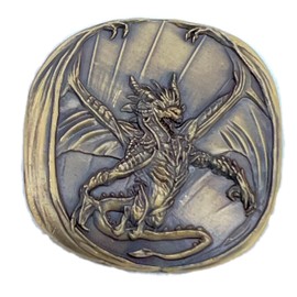 Cryptic Creative Gold Dragon Decision Coin D2 Heads-Tails - Yes-No RPG LARP