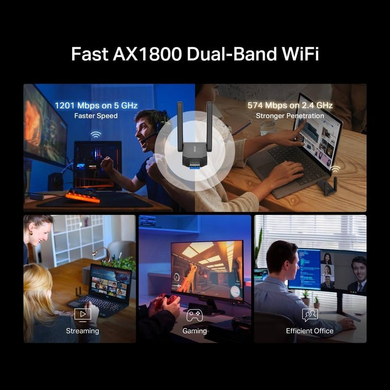 Mercusys AX1800 High-Gain Wireless USB Adapter, Dual Band, USB3.0, Plug