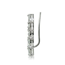 Sterling Silver Teardrop Cubic Zirconia Curved Climber Crawler Earrings