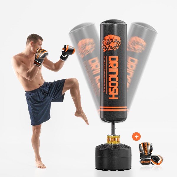 DRINCOSH Punching Bag for Boxing Training - Boxing Bag 70" with Boxing Gloves, Heavy Bag with Stand for Adult Teens, Kickboxing Bag for MMA Muay Thai Fitness