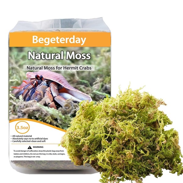 Begeterday 3.5oz Natural Moss for Hermit Crabs, Ideal for Hermit