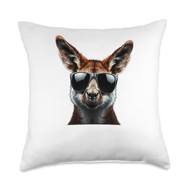 Kangaroo with Sunglasses Design for Men Women and Children Throw Pillow