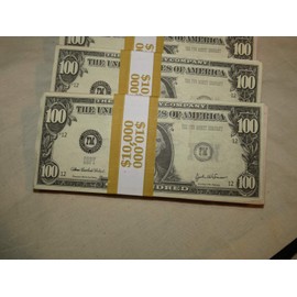 Masks Direct Prop Money Fun Money Filler Packs $10.000 Solid Packs X 10 With Cloth Bag