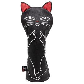 Golf Club Head Cover Golf Wood Cover Cool Cat Design Golf Headcover Golf Wood Cover Aliennana Cute Cat Driver Cover (DR) Fairway Wood (FW), Utility (UT) (Driver(1pc)-Black)