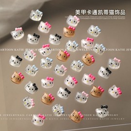 [Overseas] Kitty Nail Plate New Nail Art Kitty Cat Accessories Kitty Cat Resin Accessories Cute Cat B23-Kt Head [ Blue]+20 4ea