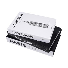 3 pcs Fashion Decorative Books Set for Home Decor,Modern Faux Books,Perfect for Coffee Tables,Bookshelves,Room Accents,Entryway,Mantle,Nightstand,Display Props(Paris/Newyork/London)