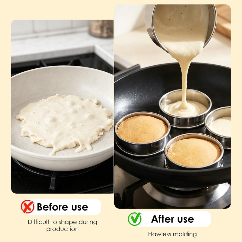 12 Pcs Crumpet Rings 10cm Stainless Steel Baking Rings for