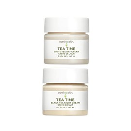 Earth To Skin Tea Time Mini Duo Set Crema De Día De Té Blanco (0.5 Fl Oz) Y Crema De Noche De Té Negro (0.5 Fl Oz), Hidratación Todo El Día Y Noche...