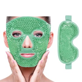 ZNÖCUETÖD Mascarilla Refrescante para Ojos con Hielo para Reducir La Hinchazón, Bolsas Debajo de Los Ojos, Senos Nasales, Enrojecimiento, Alivio Del Dolor, Ojeras, Migraña, Paquete Frío/Caliente con R