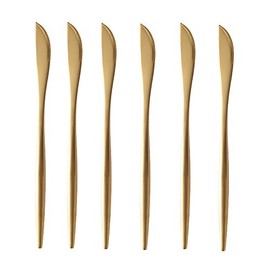 BRIIEC Gold 18/10 Stainles Steel Dessert Knife Set, Luxury Cutlery for Kitchen Hotel Restaurant Wedding Party, Matte Finish, Dishwasher Safe, Pack of 6