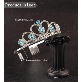 Yheahin Silver Crystal Princess Tiara with Combs Elegant Rhinestone Queen Crown Bride Wedding Prom Birthday Party Headpiece Costume Hair Accessories for Girls Kids Women, Standard size, Alloy, Crystal
