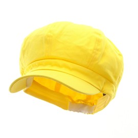 e4Hats.com Cotton Elastic Newsboy Cap - Yellow M-L