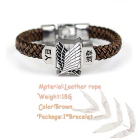 GAUEIOUR Attack Anime Necklace,Anime Scout Regiment Badge Bracelet Cosplay Leather Rope Weaving Bracelet Bracelet Anime Fans Advanced Atmosphere Bracelet