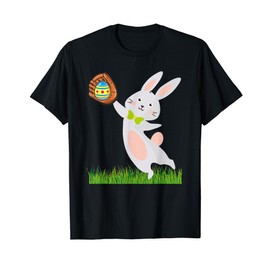 Happy Easter Baseball Bunny catches egg T-Shirt