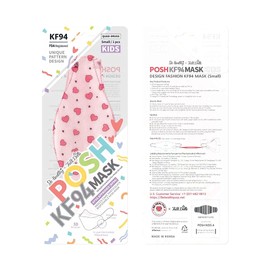 Be Healthy (Pack of 10) Posh KF94 Kids Mask - Little Hearts - Pink (KA11) (MADE IN KOREA), Pink, Blue