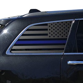 Tactical Decals - American Flag w/Thin Blue Line Decal for Jeep Grand Cherokee - 4 door (Matte Black) QR6-WK2.A