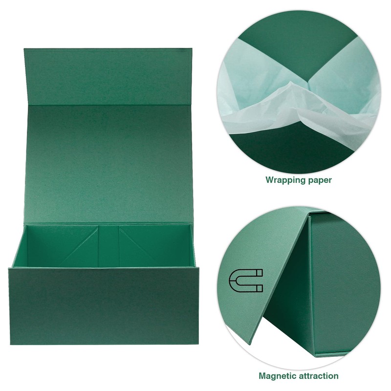 MOYEUPAC Green Gift Box,9" X 7" X 4" with Lids
