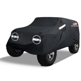 NEVERLAND Car Cover for Jeep Wrangler 2 Door Waterproof Car Covers,All Weather Protection Jeep Sun Rain Protection for Wrangler 2 Fits JK JL JLU JKU 2007-2024 Outdoor Covers Black with Door Zipper