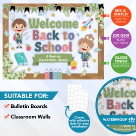 Decorably 87 Pcs Back to School Bulletin Board Decorations with Borders - Bulletin Board Welcome, Welcome Bulletin Board Set, Welcome Bulletin Board Decorations, Back to School Bulletin Board Set