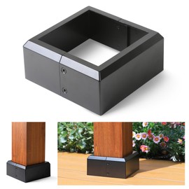 DOOTOO Deck Post Base Covers, Aluminum Post Cover 6"x6"(Actual 5.5"x5.5"), Split Post Base Trim Skirt for Deck railings, Patios (Black-1pcs)