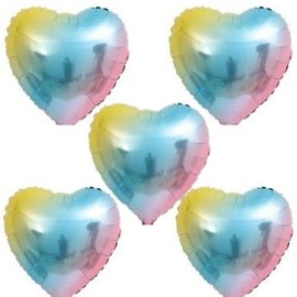 Inflate Decorate 18 inch Large Star Balloons Foil Baloons Helium or Air, 5 PACK (5pcs Rainbow Hearts)