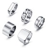 Sanfenly 5 PCS Silver Rings for Men Mens Silver Ring