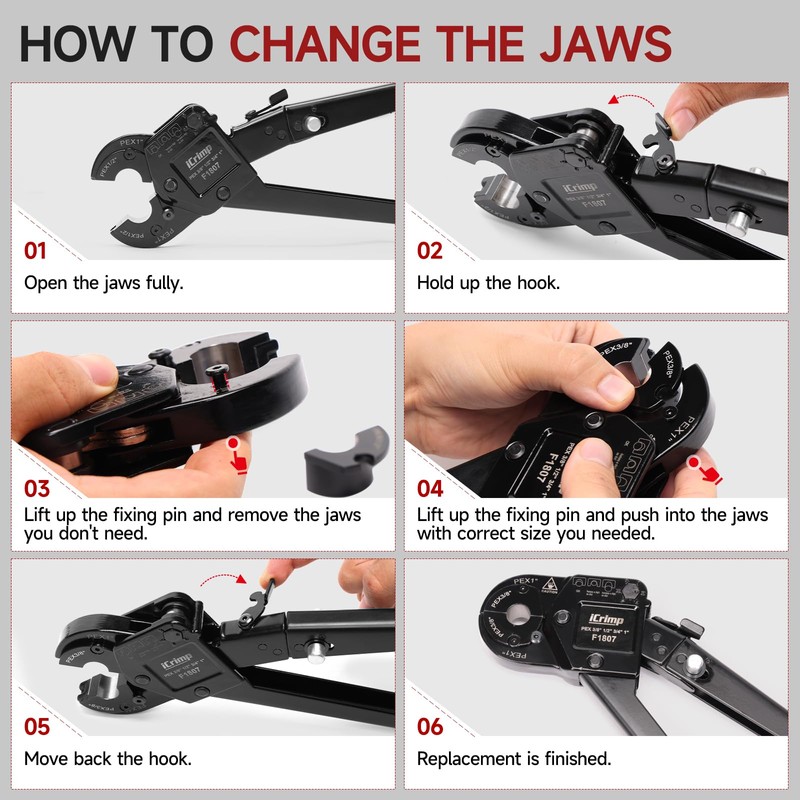 iCrimp Angle Head PEX Crimping Tool Kit for 3/8,1/2,3/4,1-inch with
