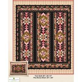 Quilt Kit – Pathways by Kaye England – 66 inch X 80.5 inch Floral Twin Sized Quilt Plus 32 inch X 26 inch Pillow Sham – Top and Binding