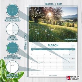 2026 Wall Calendar Changing Season UK - Opens to A3 Month-to-View Featuring 12 High-Resolution UK Landscapes & Scenic Views great Gifts for Birthday