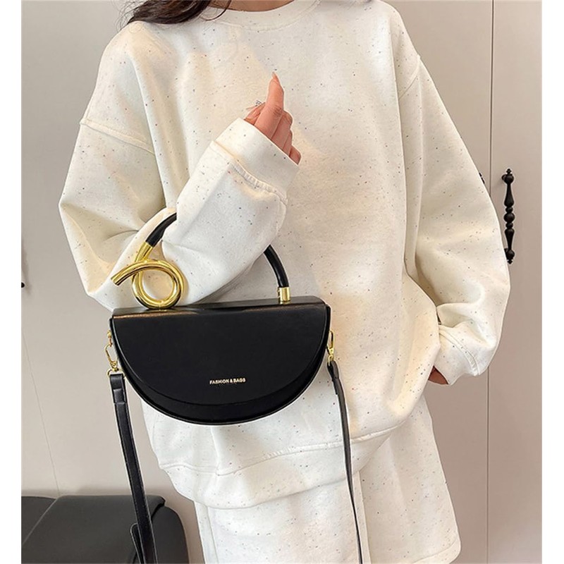 Saddle Tote Bag Small Handbag for Women Vegan Leather Saddle