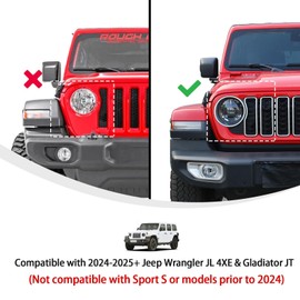 Linksip Angry Eye Headlight Covers Compatible with 2024 2025+ Jeep Wrangler JL 4XE & Gladiator JT Sport Rubicon Sahara Willys Mojave, Head Lamp Angry Bird Bezel Rings, Exterior Accessories(White)