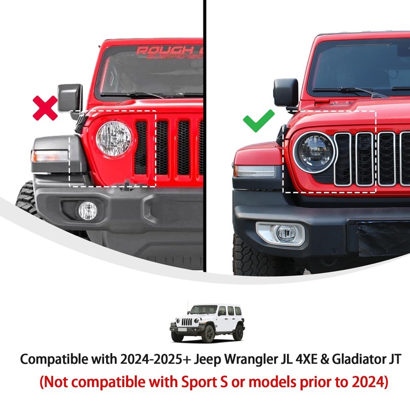 Linksip Angry Eye Headlight Covers Compatible with 2024 2025+ Jeep