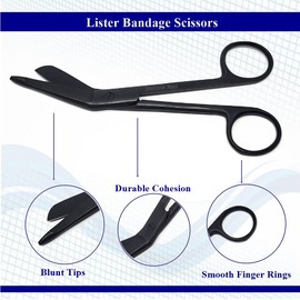 Nurse Bandage Lister Scissors + Hemostat Forceps 2 Pc Set Made of Stainless Steel 5.5" Long Perfect for Doctors, Veterinary Vet Tech Nurse Gift, EMS, Students, Education & Training (Black)