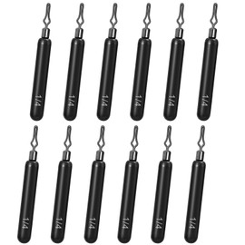 Fishfun 12Pcs Tungsten Drop Shot Weights Sinkers for Bass Fishing, Tungsten Dropshot Fishing Weights, Black Clip On Skinny, 3/16 oz