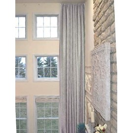 Ikiriska Extra Long Heavy Thick Luxury Velvet Curtain Custom Made drape12-24 feet 2 Story (Silver, 50"x144")