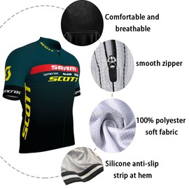 HOMTOL Men's Cycling Clothing Short Sleeve MTB Cycling Suits Cycling Shorts Cycling Jerseys with 3D Gel Padded Shorts, dark green