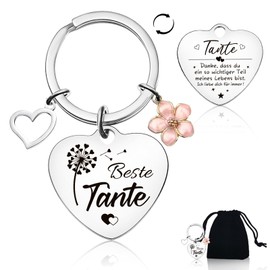 Aunt Gift, Heart Keyring with Flannel Bag, Small Items for Advent Calendar Filling, Best Aunt Gift, Aunt Gift, Christmas, Gift Aunt