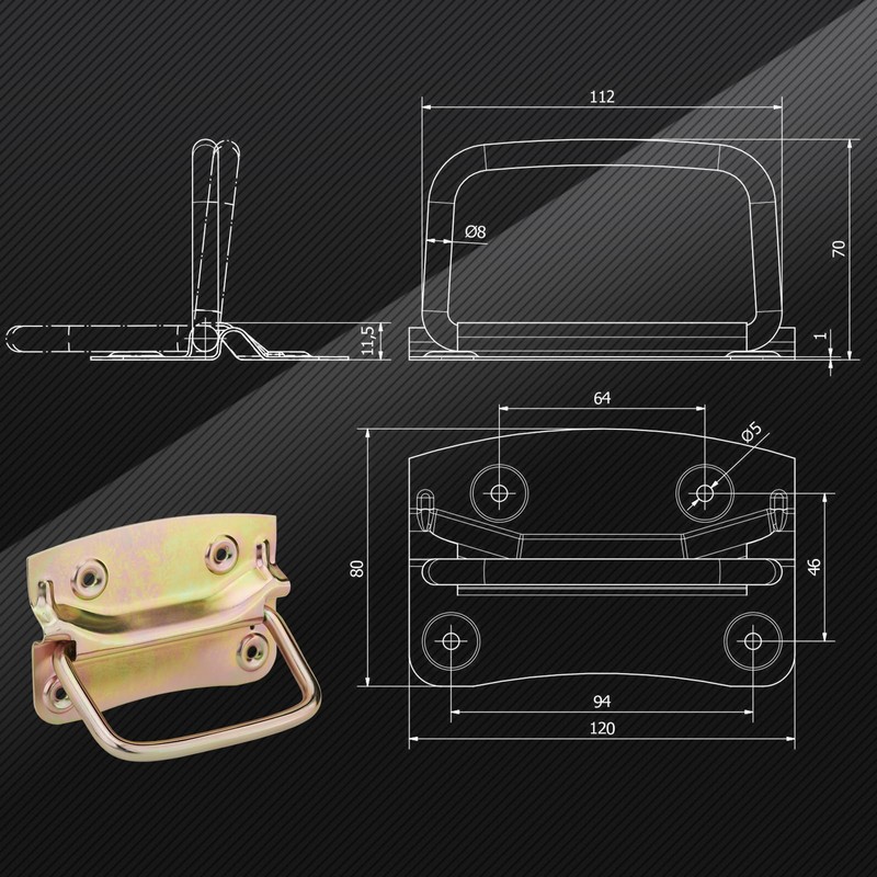 SOTECH 2 x Folding Handles (120 x 80 mm, Steel,
