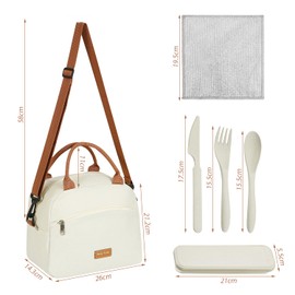 ZBHDEYG 1 Piece Women's Lunch Bag, 1 Set Utensils, 1 Rag, Insulated Women's Lunch Bag, Portable, Leak-proof Lunch Bag, Female Work Lunch Bag