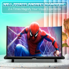 18" Screen Magnifier, 3D HD Mobile Phone Screen Amplifier for Videos, Movies and Gaming, Foldable Phone Stand with Screen Enlarger, Magnifying Projector for All Smartphones