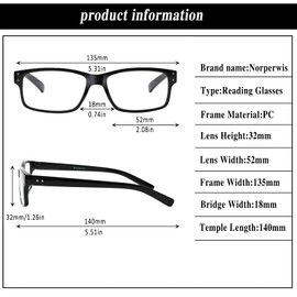 NORPERWIS Reading Glasses 5 Pairs Quality Readers Spring Hinge Glasses for Reading for Men and Women (5 Pack Mix Color -2, 1.75)