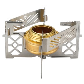 Camping Moon AS-1+GT-3-DFP Alcohol Burner, Multi Cloth Trivet, Storage Bag Included, Stainless Steel Trivet, Alcohol Burner, Alcohol Stove, Compact