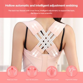 NormXinRui Adjustable Back Posture Belt, Posture Corrector for Women and Men, Relieve Neck and Shoulder Pain (Pink, S)