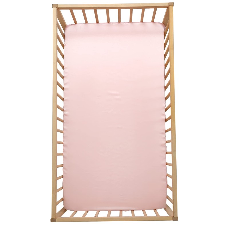 SiinvdaBZX Satin Crib Sheets for Girls, Silky Soft Pink Crib