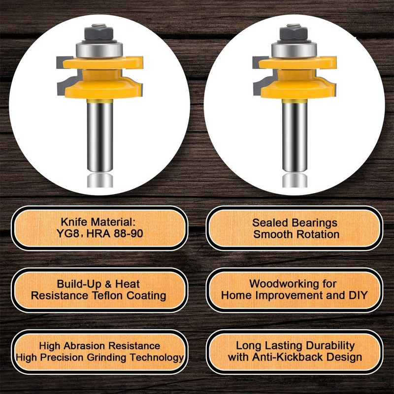 OLETBE 3 PCS Router Bit Set, 1/2-Inch Shank Round Over
