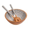 Dexam 16050479 Sintra Mango Wood Spotted Salad Servers-Stone