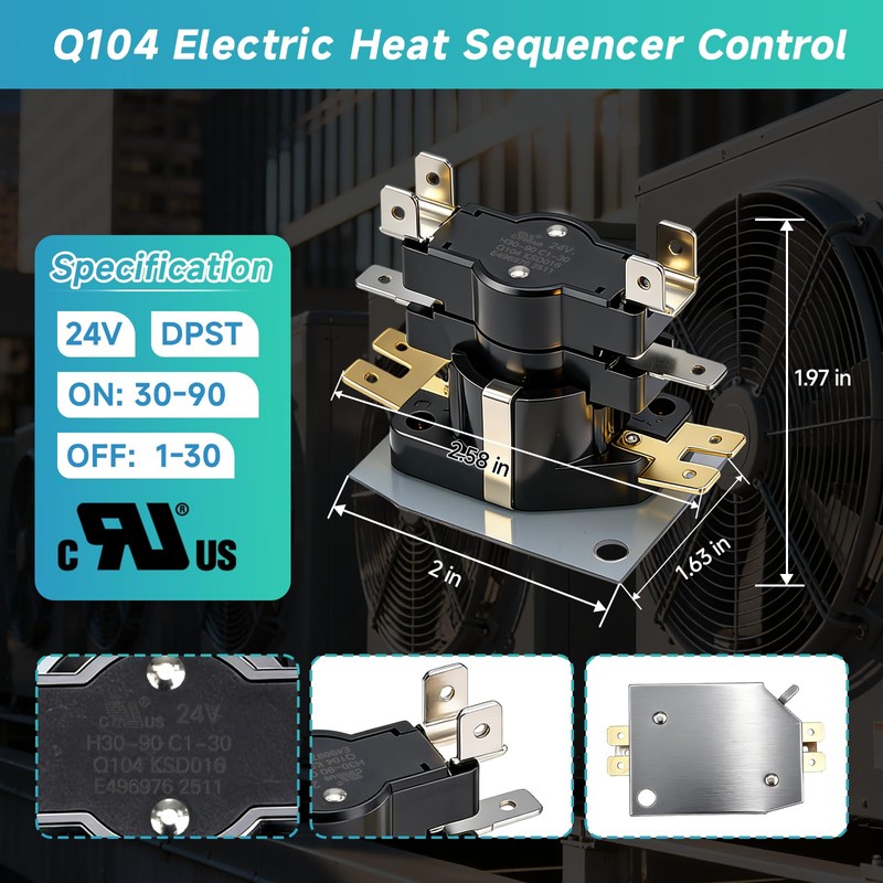 Q104 Furnace Heat Pump Sequencer, 24 V DPST, On 30-90