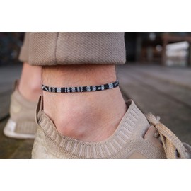 Made by Nami Surfer Anklet Men & Women – Thin Boho Ethno Hippie Anklet – Handmade Beach Festival Accessories – 100% Waterproof & Adjustable – 100% Organic Cotton (Black)