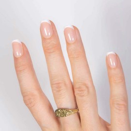 MOYOU LONDON Gel Press On Nails - Elegant Short Square Shape, Long-lasting & Comfortable Soft Fake Nails with Glue, Reusable Semi-Transparent Stick On Nails for Women, 32 Pcs in 16 Sizes