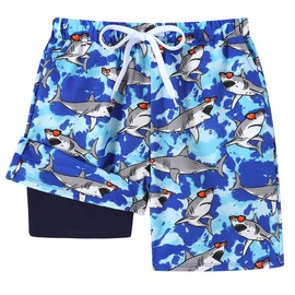 Toddler Boy Swim Trunks with UPF 50+ Sun Protection Quick Dry Boys Bathing Suit Boys Swim Shorts Beach Surfing Shark Board Swimsuits 5t Size 6